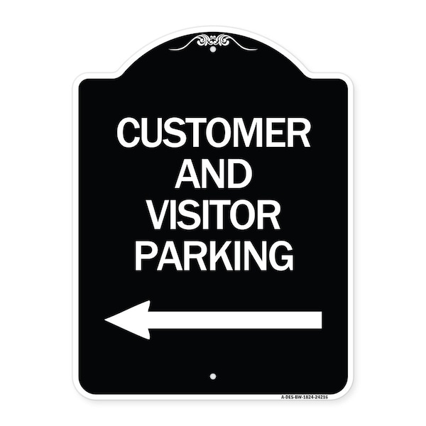 Signmission Customer and Visitor Parking W/ Left Arrow Heavy-Gauge Aluminum Sign, 24" x 18", BW-1824-24216 A-DES-BW-1824-24216 - main